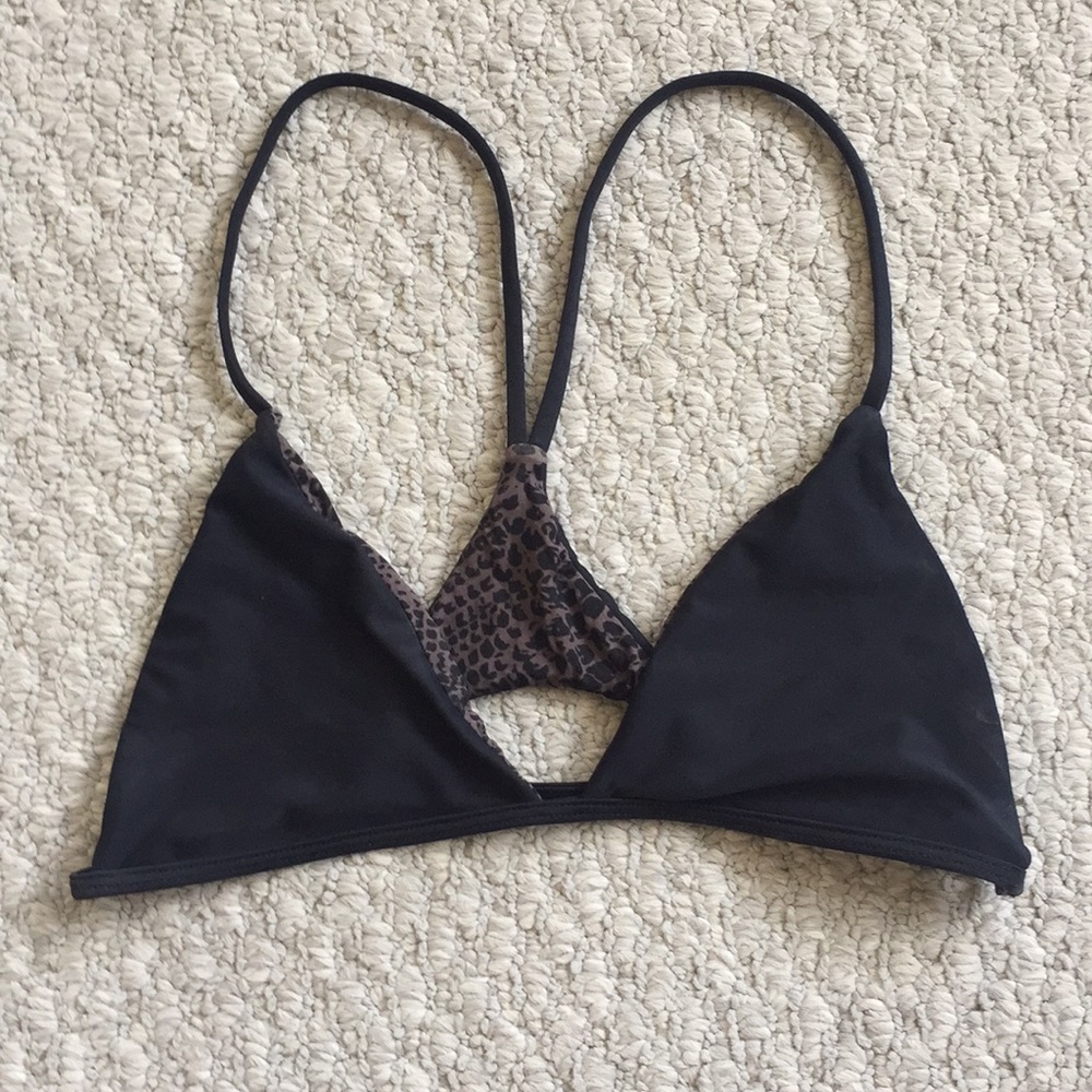Acacia Swimwear Black and Brown Bikini Top